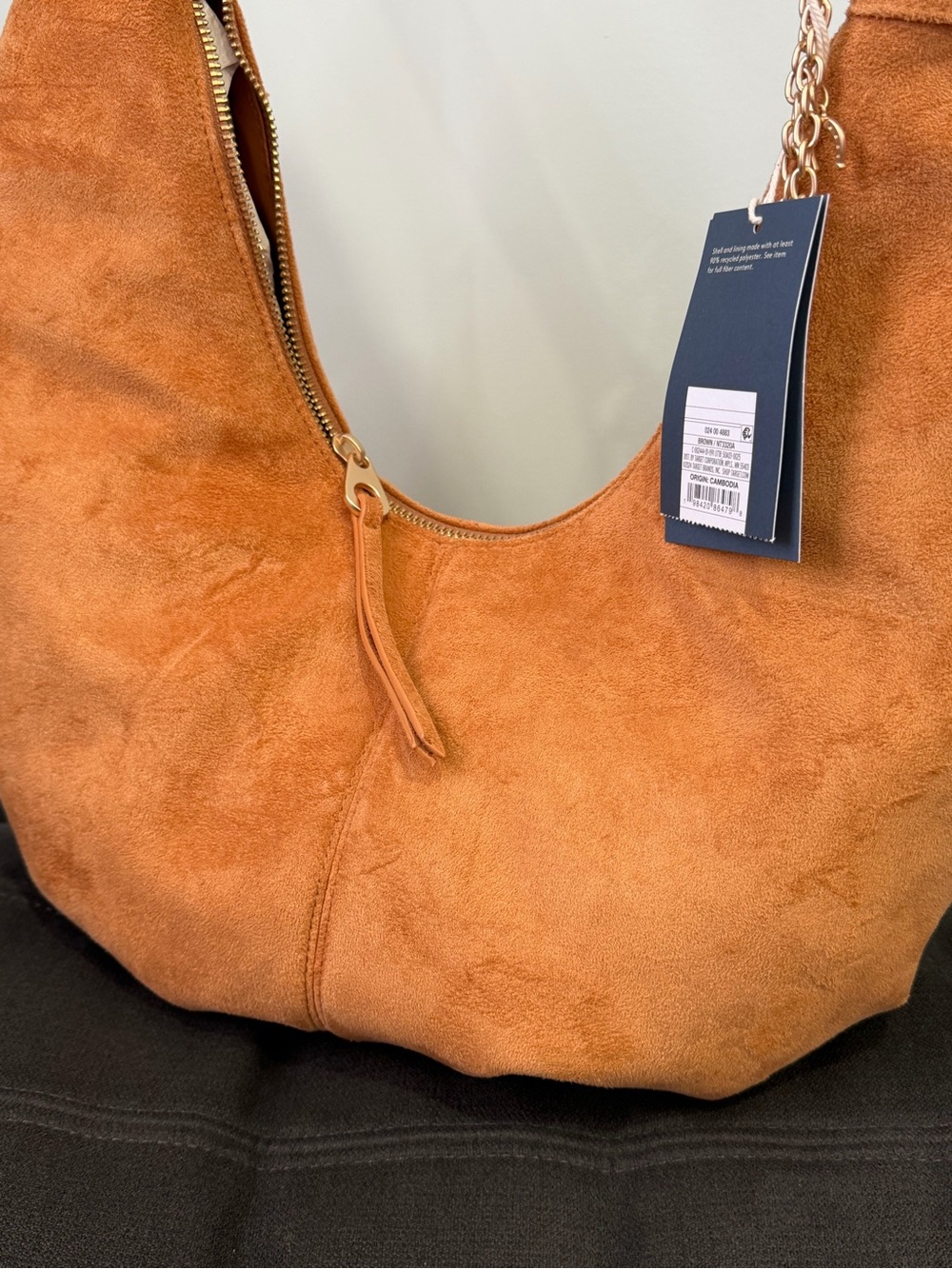 Universal Thread Large Suede Hobo Bag Brown Slouchy Shoulder Tote Purse Soft - Picture 6 of 16